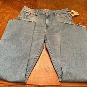 MOTHER Light Blue Frayed Ankle Jeans